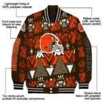 custom cleveland browns pyramid shapes brown varsity jacket best selling.webp