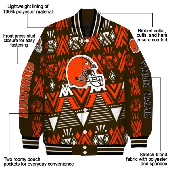 custom cleveland browns pyramid shapes brown varsity jacket new arrival.webp