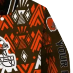 custom cleveland browns pyramid shapes brown varsity jacket best selling.webp