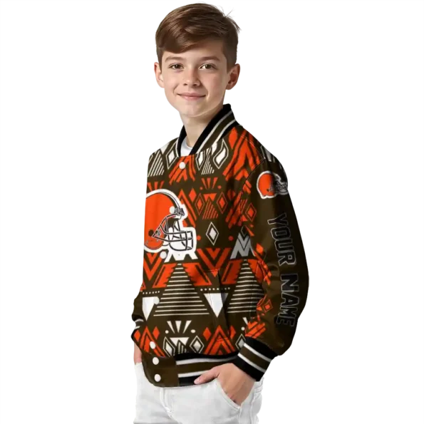 custom cleveland browns pyramid shapes brown varsity jacket trendy.webp