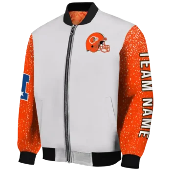 custom cleveland browns speckled arms brown gray bomber jacket best selling