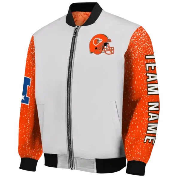 custom cleveland browns speckled arms brown gray bomber jacket best selling