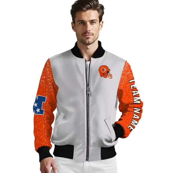 custom cleveland browns speckled arms brown gray bomber jacket high quality