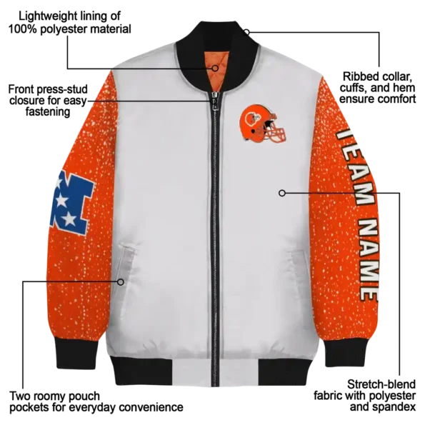 custom cleveland browns speckled arms brown gray bomber jacket new arrival