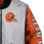 custom cleveland browns speckled arms brown gray bomber jacket best selling