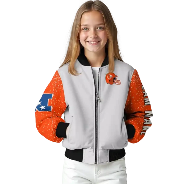 custom cleveland browns speckled arms brown gray bomber jacket top rated