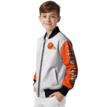 custom cleveland browns speckled arms brown gray bomber jacket best selling