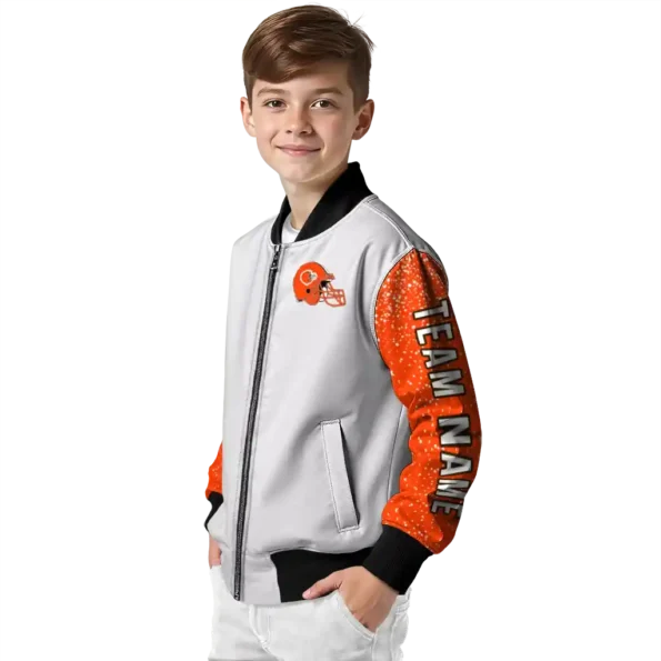 custom cleveland browns speckled arms brown gray bomber jacket trendy
