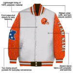 custom cleveland browns speckled arms brown gray varsity jacket best selling.webp