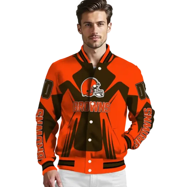 custom cleveland browns spider mark brown crocs varsity jacket high quality.webp