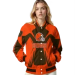 custom cleveland browns spider mark brown crocs varsity jacket best selling.webp