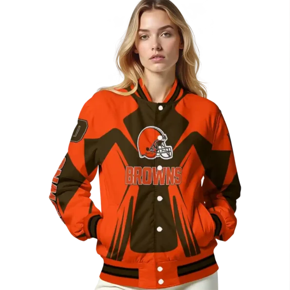 custom cleveland browns spider mark brown crocs varsity jacket latest model.webp