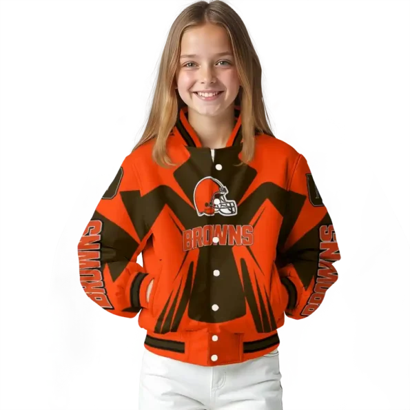 custom cleveland browns spider mark brown crocs varsity jacket top rated.webp