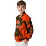 custom cleveland browns spider mark brown crocs varsity jacket best selling.webp
