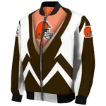 custom cleveland browns v stripes brown white bomber jacket best selling