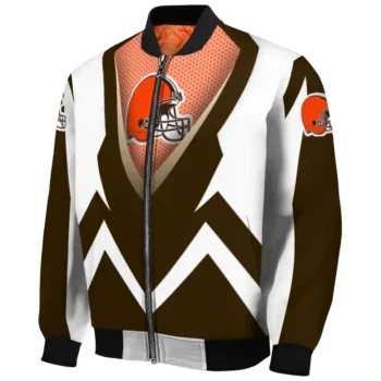 custom cleveland browns v stripes brown white bomber jacket best selling