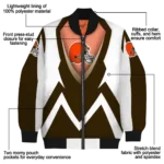 custom cleveland browns v stripes brown white bomber jacket best selling