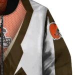 custom cleveland browns v stripes brown white bomber jacket best selling
