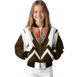 custom cleveland browns v stripes brown white bomber jacket best selling