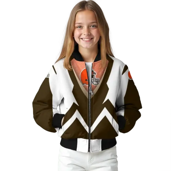 custom cleveland browns v stripes brown white bomber jacket top rated