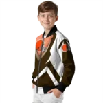 custom cleveland browns v stripes brown white bomber jacket best selling