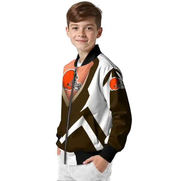 custom cleveland browns v stripes brown white bomber jacket trendy