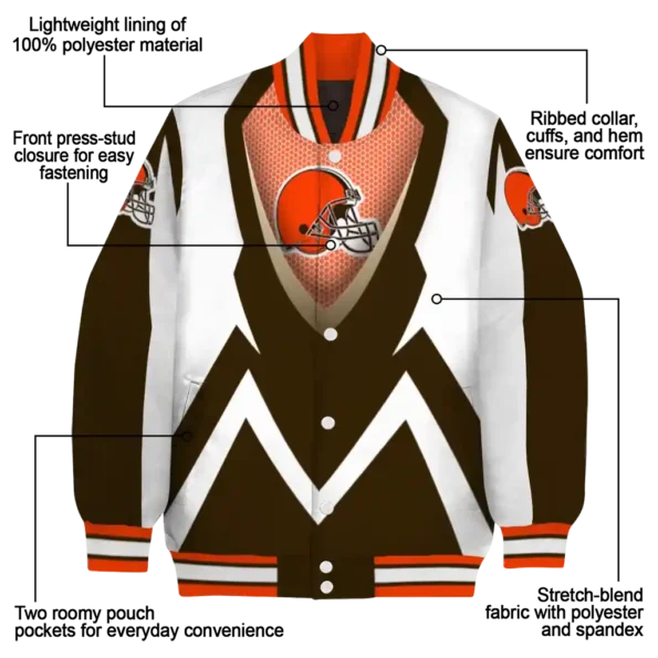 custom cleveland browns v stripes brown white varsity jacket new arrival.webp