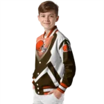 custom cleveland browns v stripes brown white varsity jacket best selling.webp