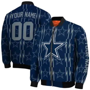 custom dallas cowboys bolt stripe blue bomber jacket fashion forward