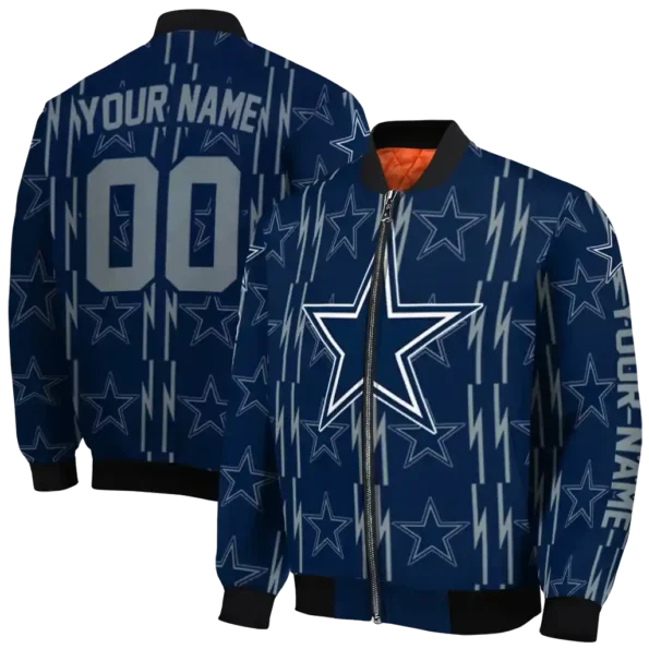 custom dallas cowboys bolt stripe blue bomber jacket fashion forward