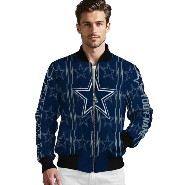 custom dallas cowboys bolt stripe blue bomber jacket high quality