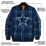 custom dallas cowboys bolt stripe blue bomber jacket best selling