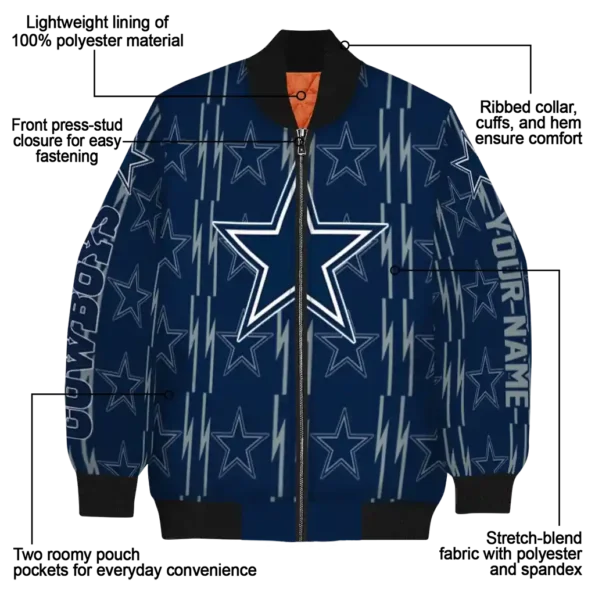 custom dallas cowboys bolt stripe blue bomber jacket new arrival