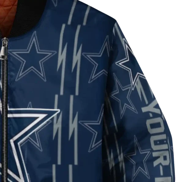 custom dallas cowboys bolt stripe blue bomber jacket premium grade