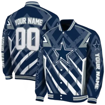 custom dallas cowboys chevron angles blue varsity jacket fashion forward.webp
