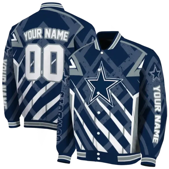 custom dallas cowboys chevron angles blue varsity jacket fashion forward.webp
