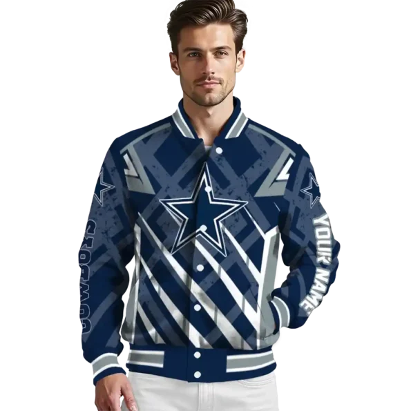 custom dallas cowboys chevron angles blue varsity jacket high quality.webp