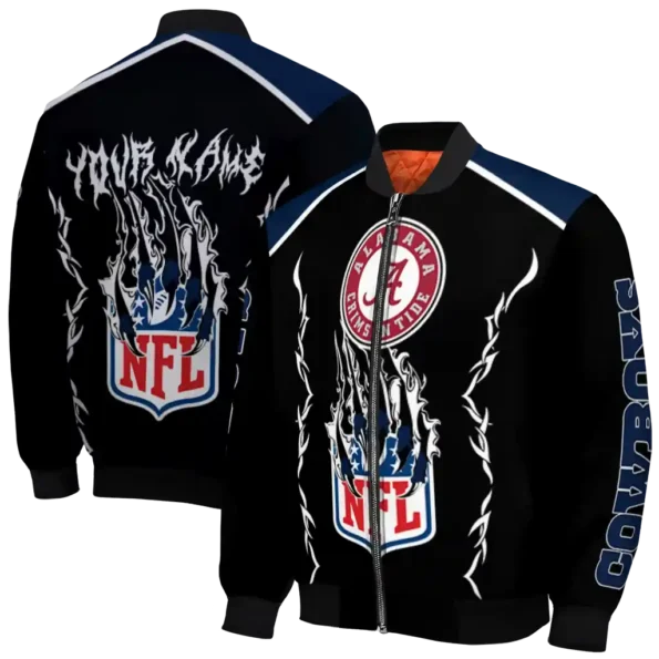 custom dallas cowboys claw blood blue black bomber jacket fashion forward