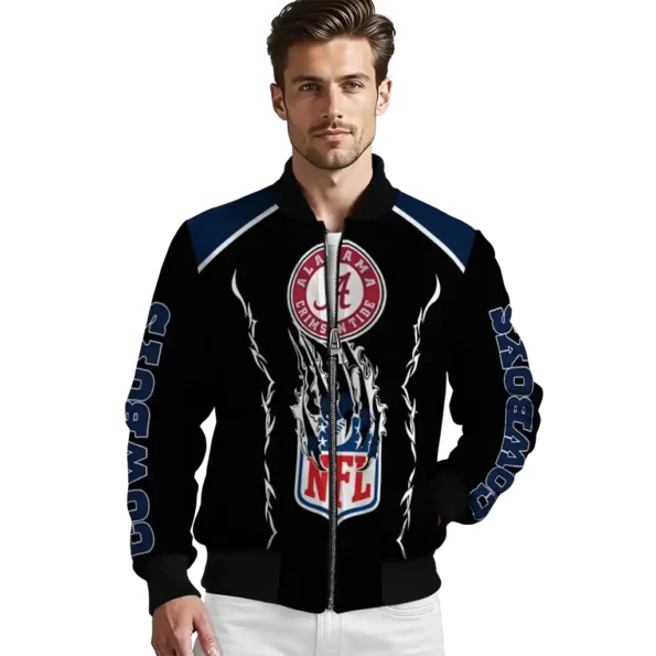 custom dallas cowboys claw blood blue black bomber jacket high quality