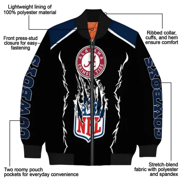 custom dallas cowboys claw blood blue black bomber jacket new arrival