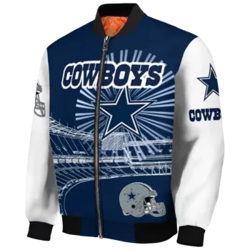 custom dallas cowboys ferris arena blue white bomber jacket best selling
