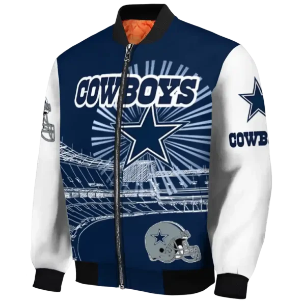 custom dallas cowboys ferris arena blue white bomber jacket best selling