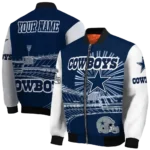 custom dallas cowboys ferris arena blue white bomber jacket best selling