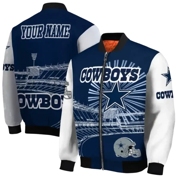 custom dallas cowboys ferris arena blue white bomber jacket fashion forward