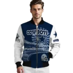 custom dallas cowboys ferris arena blue white bomber jacket best selling