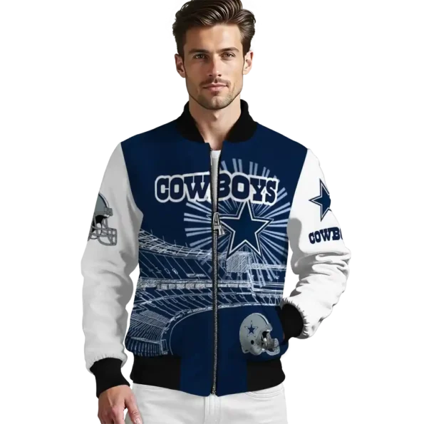 custom dallas cowboys ferris arena blue white bomber jacket high quality