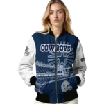 custom dallas cowboys ferris arena blue white bomber jacket best selling