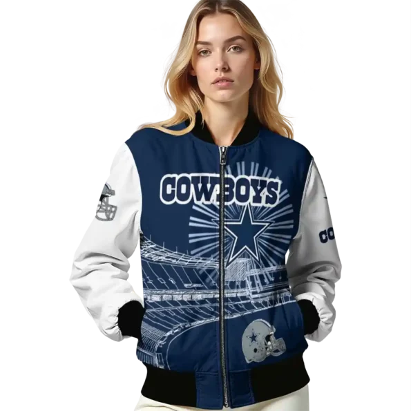 custom dallas cowboys ferris arena blue white bomber jacket latest model