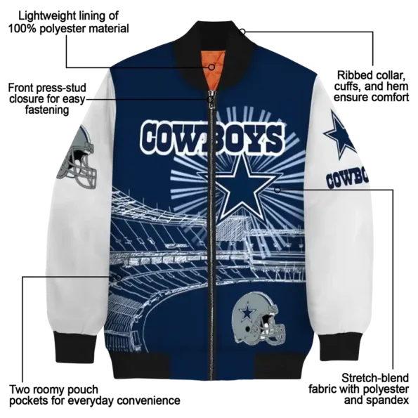 custom dallas cowboys ferris arena blue white bomber jacket new arrival