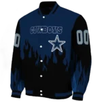 custom dallas cowboys flame border blue black varsity jacket best selling.webp